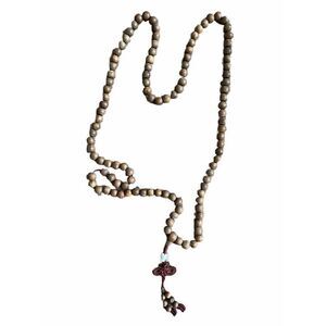 Beaded Necklace Wooden Asian Stretch Wood Long Layering